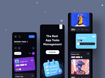 Project Management App admin app app designer appdesign dark ui dashboard graphic design manager mobile note planning project schedule task task list task manager to do top ui uiux