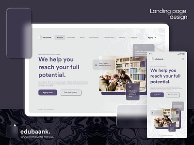 Education Loan - Landing Page Design behance case study clay design education figma glassmorphism landing page loan minimal mockup neumorphism project responsive soft ui website