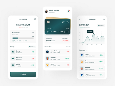 SmilePay - Mobile App Version aplicarion app bank clean design green layout mobile modern money pay simple trending ui uiux ux wallet