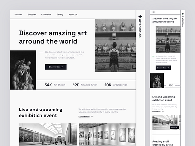 Arthebition - Art Exhibition Gallery Landingpage app design art art exhibition clean design gallery header landingpage museum responsive show simple ui web website website design