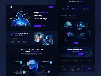 VR-Store Landing Page - UI Design! blockchain crypto landing page cryptocurrency defi home page landing page meta metaverse metaverse landing page metaverse website product landingpage technology virtual reality virtual reality landingpage virtual world vr vr shop vr stor webdesign website design