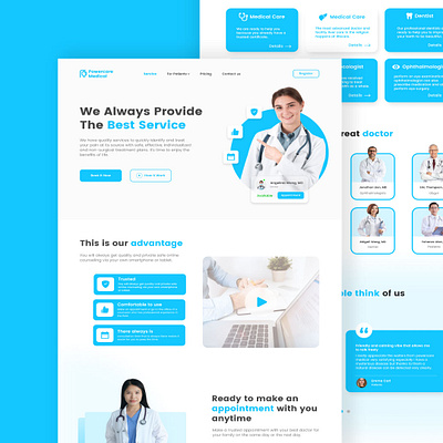 Power Medical Landing Page animation application branding cloud design illustration landing page logo ui vector web