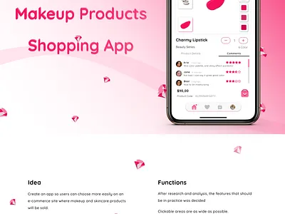 Makeup Products Shopping App app application case study e commerce ecommerce figma mobileapp opentowork ui uidesign uiuxdesign uiuxdesigner user experience design user experience designer user interface design user interface designer visual design visual designer