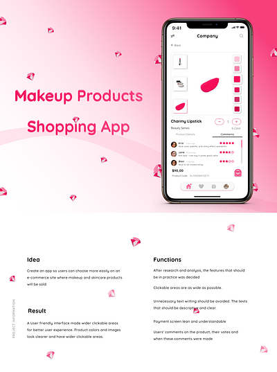 Makeup Products Shopping App app application case study e commerce ecommerce figma mobileapp opentowork ui uidesign uiuxdesign uiuxdesigner user experience design user experience designer user interface design user interface designer visual design visual designer