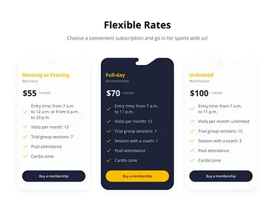 Pricing #030 buy a membership daily ui daily ui 030 dailyui desktop fitness center gym pricing ui web design