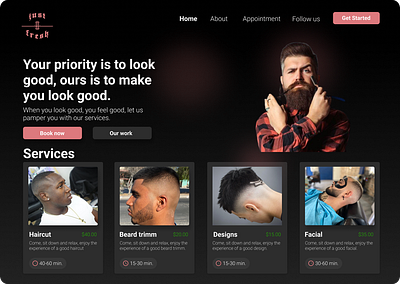 Just Fresh Barbers E-reservations developer frontend logo ui web