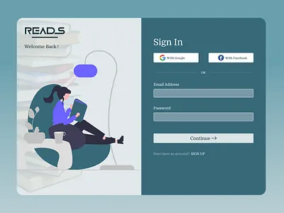 Online Library Sign-In Page daily ui design ui ui design