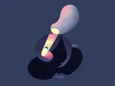 Breastfeeding at night baby blue brestfeeding child co regulation communication connected illustration interbeing light love milk mother night nurture oxitocin procreate purple stars universe