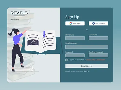 Online Library Sign-Up Page daily ui design ui ui design