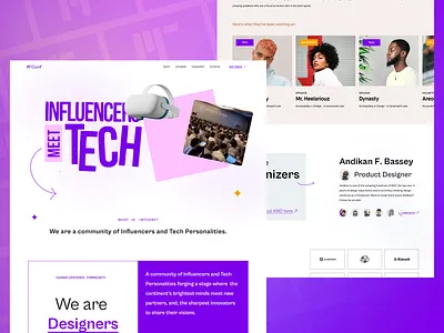 Influencers Meet Tech animation app design desktop view event landing page mobile project responsive design ui ux website