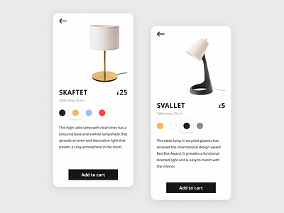 DailyUI #033. Customize Product 033 app clean design customize customize product dailyui dailyui033 e commerce ikea lamp minimal mobile mobile app mobile store shop store ui ux