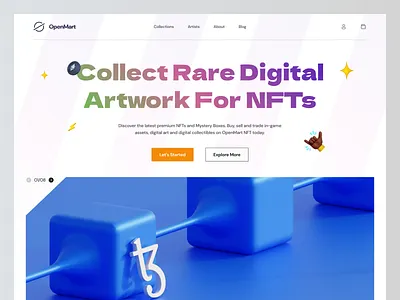 NFT Landing Page - Website Design 3d app art blockchain clean crypto cryptocurrency design ethereum graphic design landing page minimal mobile app nfts saas simple ui uiux ux website design