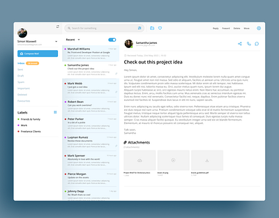 Email Client - Concept UI Design clean client design designer developer email email client figma illustration interface mail minimal mobile app design mobile ui ui uiux user interface ux web