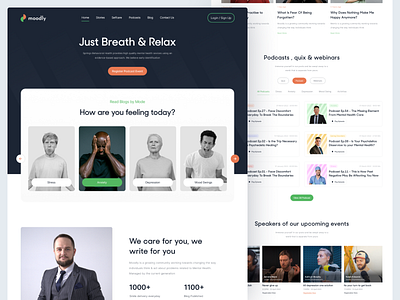 Moodly Website Concept design emotions heathcare landingpage medicalhealth mood psycho psychotherapist ui uiux ux websiteuidesign websiteuiux