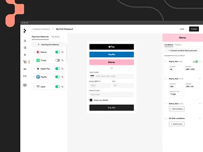 Checkout Builder - Fintech apple builder checkout dash dashboard fintech klarna minimal pay payment paypal