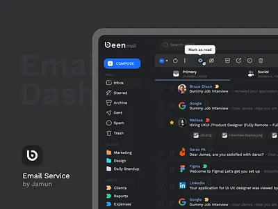 beenmail - reimagined email service chat box compose dashboard email email ui gmail inbox inbox email inbox mail inbox ui left menu list mail product design ui