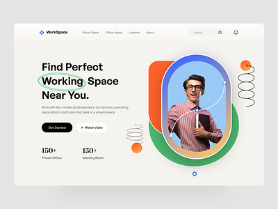 Finding Work Space Header Design design figma design header design header design 2022 header inspiration homepage ui uihut web header webdesign website website design workspace find