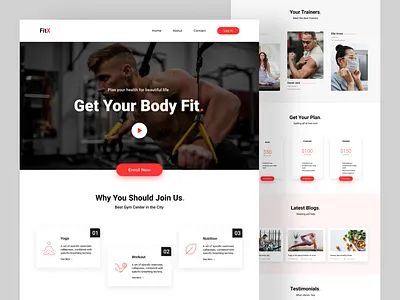 FitX - Gym Center Landing Page landing page landing page design product design ui ui design uiux uiux design ux web design web development