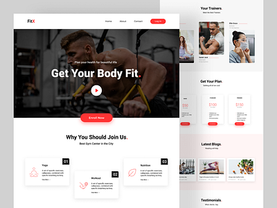 FitX - Gym Center Landing Page landing page landing page design product design ui ui design uiux uiux design ux web design web development