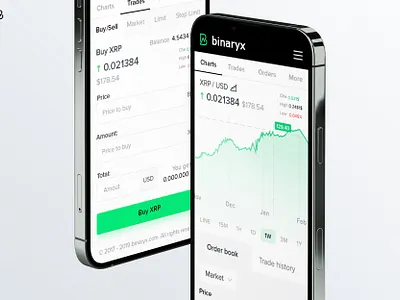 Mobile cryptocurrency exchange trade view - Binaryx btc crypto cryptocurrency eth ios krs krsdesign mobile crypto mobile ui trade trading ui ux wallet