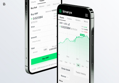 Mobile cryptocurrency exchange trade view - Binaryx btc crypto cryptocurrency eth ios krs krsdesign mobile crypto mobile ui trade trading ui ux wallet