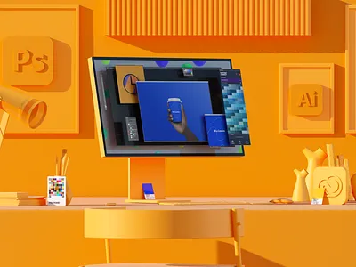 Cheetos 3d c4d design desktop octane orange pantone ui