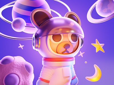 DogStar Crypto - NFT 3D 3d 3d illustration agency animalmodeling bitcoin blender branding character characterdesign cinema4d collection crypto design dog gradient graphic design hero hero illustration model nft