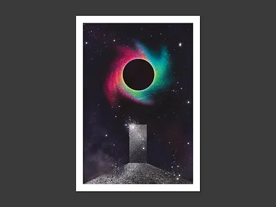 Doorway No.02 block hole doorway eclipse geometric urban printable heaven night sky star dust the end vortex