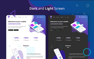 Dark and Light Screen animation corporate dark mode homepage landing page single page ui ux
