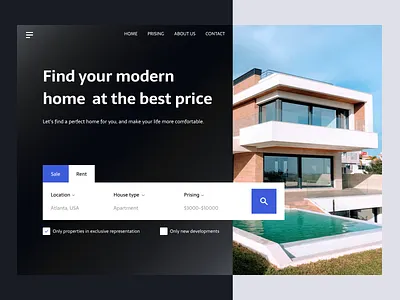 Home Rental App UI Design app appartment building clean design desktop home illustration minimal real rent typography ui ux