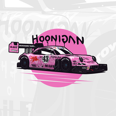 Hoonipigasus Ken Block Porsche art automobile automotive car design drawing hoonigan hoonipigasus illustration ken block logo pikes peak pink racing sports vector