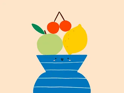 Happy fruit child children illustration color flat fruit happy illustration illustrator kids illustration procreate procreate app vegetable veggie