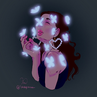 Glowing Flutter artist butterflies character design design digital digital artist proceate