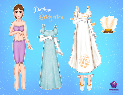 Daphne Bridgerton Printable Paper Doll Pack animation animation studio bridgerton children cute daphne daphne bridgerton dolls drawing dress up game illustration kids paper paper art paper crafts paper cutting paper dolls printable