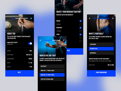 Fitness app - onboarding app cardio daily inspiration fitness fitness app gym health ios lifestyle measurement muzli onboarding pczohtas product design pánczél otto sign up ui design ux design uxui