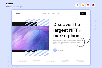 FREE Nepzty - NFT Hero Header Image app blockchain branding coin crypto design finance graphic design header image hero header illustration motion graphics nft startup transaction ui ui design ux ux design website