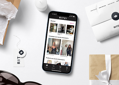 RITZI App app application buy campaign chat discover fashion home screen ios development item like live live shopping products purchase ritzi sell shopping sream translation