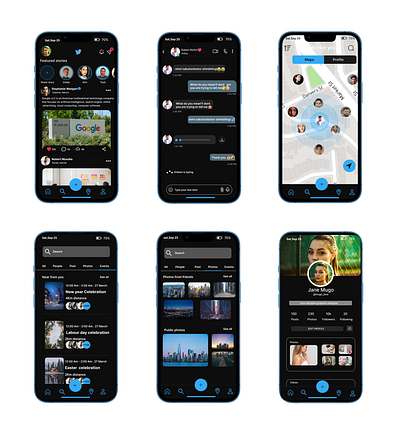 Social app dark mode animation graphic design logo register signin signup ui