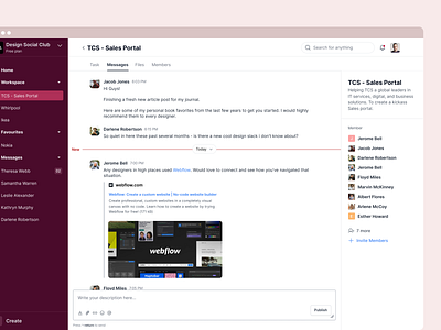 Project Management App - Messages app assign attachments chat due date links management members messages project task ui users webapp