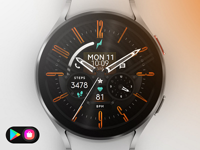 Classy Black Watch Face analog black carbon classic classy colors design graphic design illustration samsung smartwatch sport technology ui watch watchface wear os