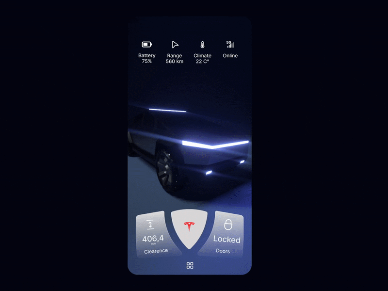 Tesla Cybertruck control app (ui concept) by EDEFER on Dribbble