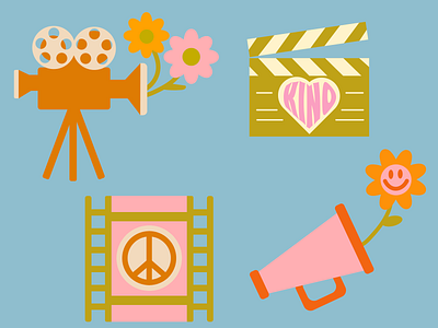 FLOWER POWER FILMMAKING design illustration vector