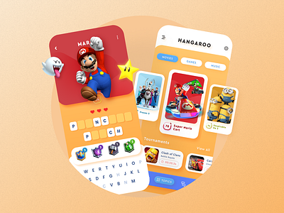 Colourful Hangaroo Game App Design! app colorful creative design game game app game mobile app game ux app mobile design ui ux