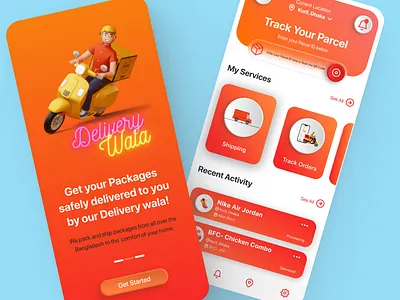 "Delivery Wala" Delivery App UI Design 3d deliveryapp figma graphic design ui uidesign uiux ux