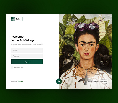 Sign In Page for the Virtual Art Gallery artgallery concept design graphic design signin ui uichallenge ux