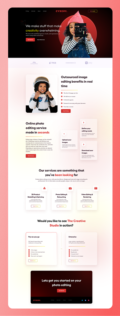 Colourful Web Design for Ai Image Editing Co branding colorful creative design design ux girl kid light theme rainbow sajon ui ux web site