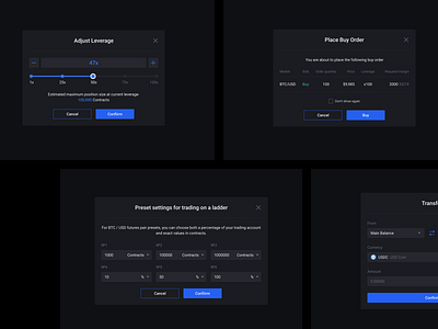 Details for trading functional (popups) crypto currency leverage modals order popup trading transfer ux