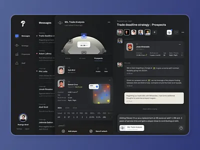 Messaging Tool - "Slack for sports" app baseball chat data design enterprise messaging product design tool ui utility ux widget worksheet workspace