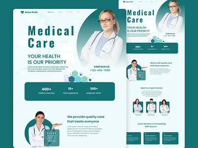 Medical Health | Medical Landing Page Design clean clinic design doctors graphic design header health healthcare homepage hospital interface landing page medical medical landing page medical website simple ui ui design web design website design