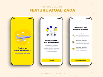 Introdução de feature atualizada app branding design flat illustration minimal mobile onboarding travel typography ui ux vector